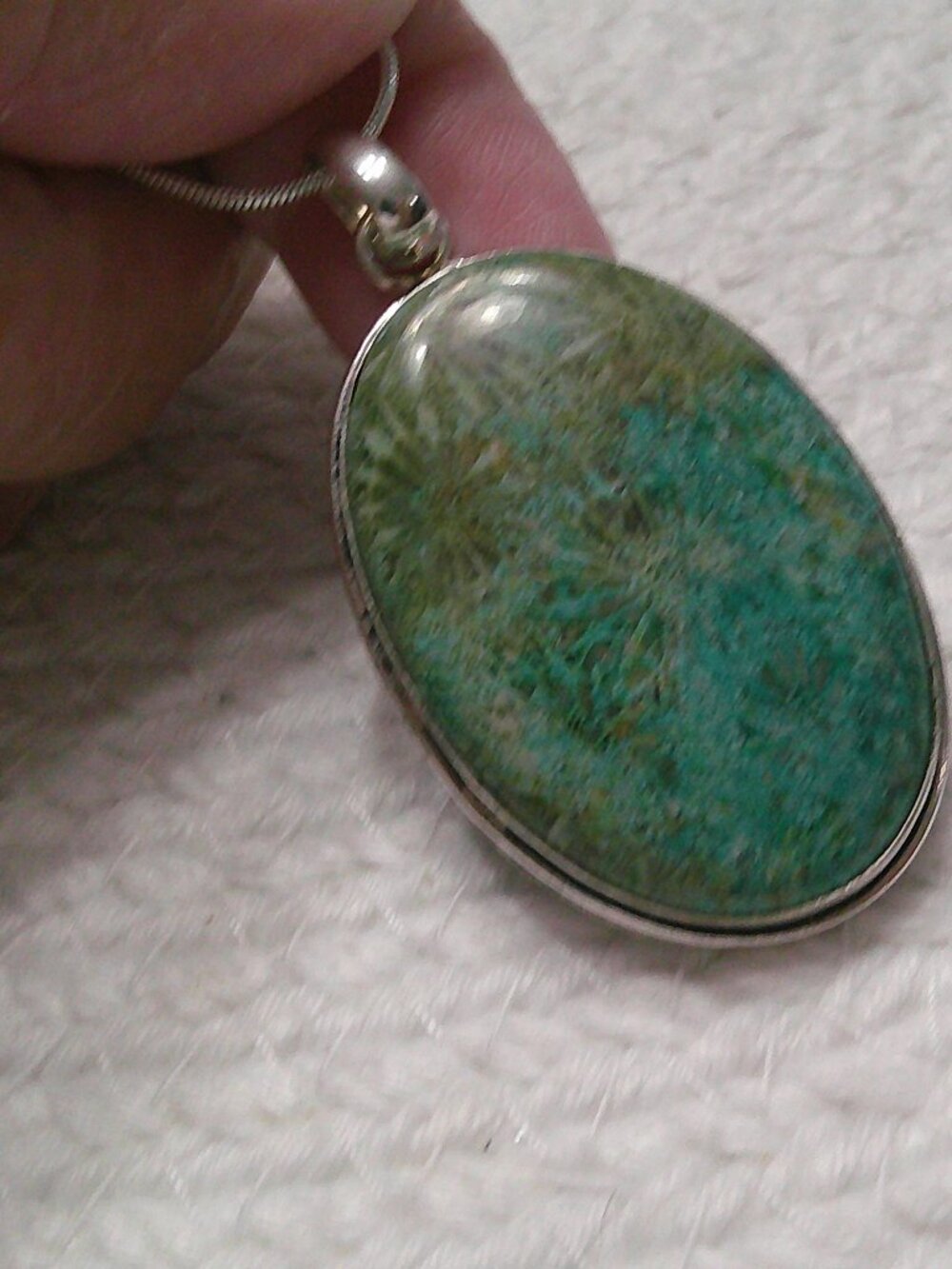 Gorgeous FOSSIL CORAL Handmade Sterling 925 Pendant/Chain #994E